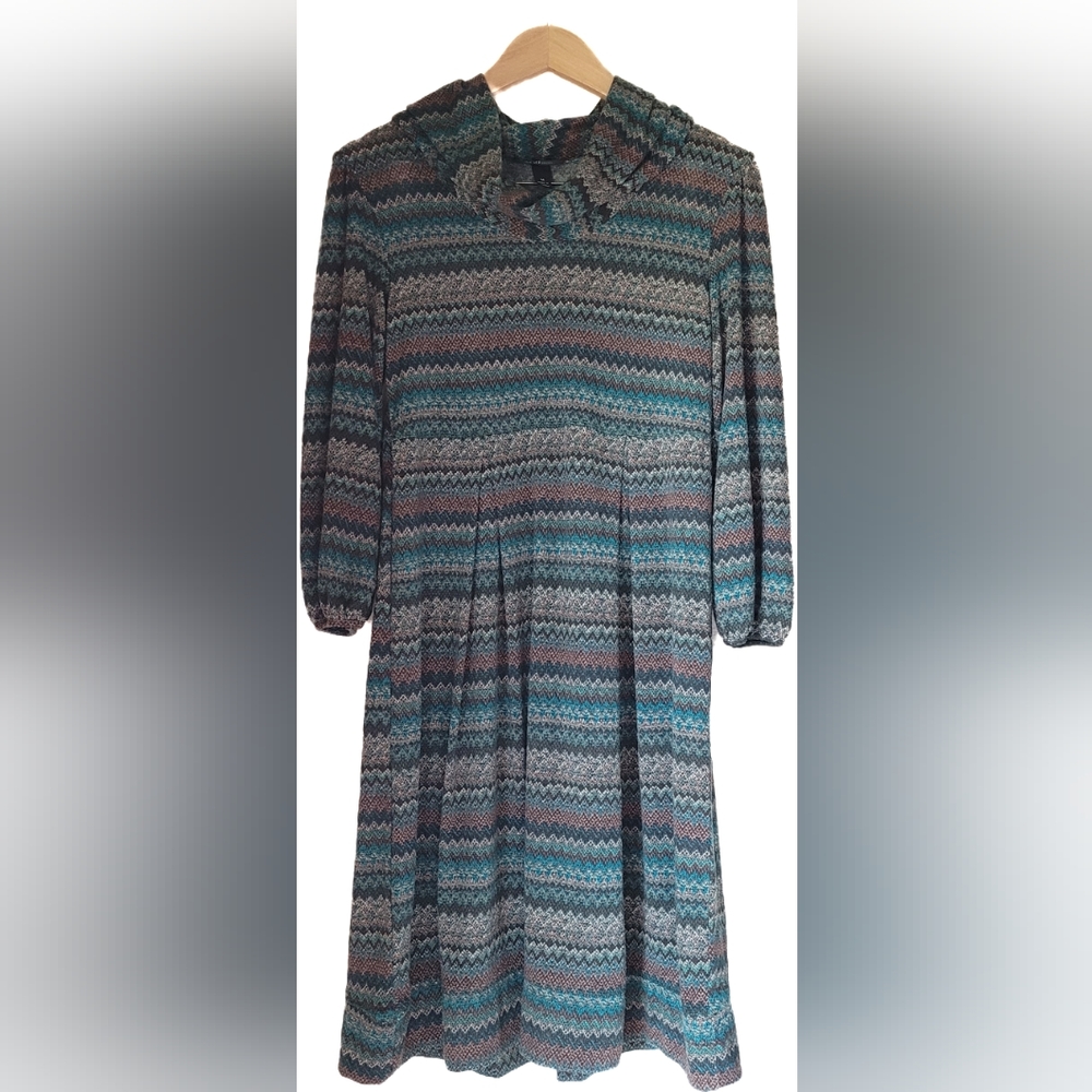 AGB Zig Zag Cozy Turtleneck Long Sleeves Fit and Flare Sweater Dress - M - EUC